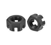 QUARKZMAN M10x1mm Écrou Hexagonal Fendu, Écrous Hexagonaux en Acier au Carbone de Qualité 4,8, Noir, 12 Pièces