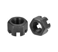 QUARKZMAN M12x1,25mm Écrou Hexagonal Fendu, Écrous Hexagonaux en Acier au Carbone de Qualité 4,8, Noir, 12 Pièces