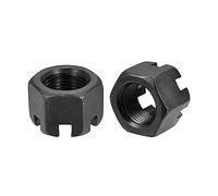 QUARKZMAN M18x1,5mm Écrou Hexagonal Fendu, Écrous Hexagonaux en Acier au Carbone de Qualité 4,8, Noir, 6 Pièces