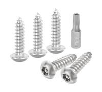 QUARKZMAN M5 x 20mm Vis à Tête Bombée Torx de Sécurité en Acier Inoxydable 304, 30 Pièces Vis Autotaraudeuses Résistantes au Vandalisme, Vis à Bois Anti-Vol avec Embout T25 (Argent)