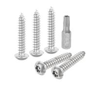 QUARKZMAN M5 x 30mm Vis à Tôle de Sécurité à Tête Bombée Torx, 50 Pièces Vis Autotaraudeuses en Acier Inoxydable 304 Résistantes au Vandalisme, Vis à Bois Antivol avec Embout T25 (Argent)
