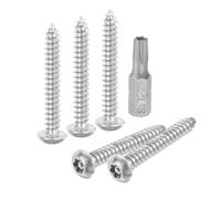 QUARKZMAN M5 x 40mm Vis à Tôle de Sécurité à Tête Cylindrique Torx, 30 Pièces Vis Autotaraudeuses en Acier Inoxydable 304 Résistantes au Vandalisme Antivol avec Embout T25 (Argent)