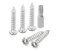 QUARKZMAN M6 x 30mm Vis à Tôle de Sécurité à Tête Cylindrique Torx, 50 Pièces Vis Autotaraudeuses en Acier Inoxydable 304 Résistantes au Vandalisme Antivol avec Embout T30 (Argent)