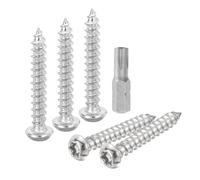 QUARKZMAN M6 x 40mm Vis à Tôle de Sécurité à Tête Cylindrique Torx, 50 Pièces Vis Autotaraudeuses en Acier Inoxydable 304 Résistantes au Vandalisme Antivol avec Embout T30 (Argent)