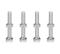 QUARKZMAN M6 x 45mm Tête Hexagonale Vis Boulons, Écrous, Plats et Frein Rondelles Kits, 304 Acier inoxydable Entièrement Filetage Hexagone Boulons 4 Ensembles