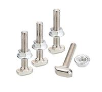QUARKZMAN M6x35 mm T Fente Interruption verrouilleront et M6 Hexagone Bride Noix Ensemble, 8 Sets Marteau Diriger Boulon T T Forme Étalon Glissement Vis pour 30 Série Aluminium