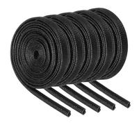 QUARKZMAN Manchons Coupe-Feu pour Tresse d'Isolation de Fil, Gaine en Fibre de Verre Enduite de Silicone Haute Température pour Le Câblage Électrique des Conduites Automobiles Noir 1,5mm