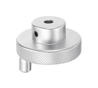 QUARKZMAN Manivelle en Alliage D'Aluminium de 50 mm de Diamètre Extérieur et de 6 mm de Diamètre Intérieur pour Tour avec Poignée Rotative. Poignée en Aluminium avec Clé，2 Vis, Ton Argenté