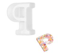 QUARKZMAN Matrice À Lettres en Résine 2.5 Pouces, Lettre P Majuscule Alphabet Matrice De Moulage en Silicone 3D pour Fabrication De Bougies DIY Décoration Murale Fête Décoration Domicile