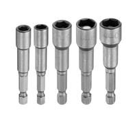 QUARKZMAN Mèche de tournevis à écrou hexagonal 6/7/8/9/10mm, douille 6 pans métrique, tige hexagonale 1/4", embout magnétique, acier CR-V, douilles à boulon longueur 2,56" (65mm)