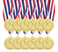 QUARKZMAN Médailles d'or 2 Pouces, Médailles De Gagnant en Métal avec Ruban De Cou Style Trophée pour Compétitions De Sports D'Équipe Favoris De Fête 12 Pièces