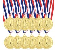 QUARKZMAN Médailles d'or 2 Pouces, Médailles De Vainqueur en Métal 1ère Place avec Ruban De Cou pour Compétitions Sportives D'Équipe Cadeaux De Fête 12 Pièces