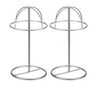 QUARKZMAN Métal Chapeau Présentoir Support 2 Paquet Table Chapeau et Perruque Étagère Support Autoportant pour Baseball Casquette, Fedora Chapeau, Cowboy Chapeau - Argent