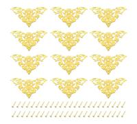 QUARKZMAN Métal Coin Protecteur, Meuble Décoratif Bord Couverture, Album Coin Protections Housses pour Boîte Bois Coffret Table Bureau, 12 pcs, 46mm Or
