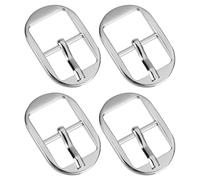 QUARKZMAN Métal Rouleau Boucle, 4pcs 0,6 pouce Simple Broche Ceinture Boucle Ovale Centre Barre Boucles pour Cuir Artisanat Accessoires Ceinture, Argent