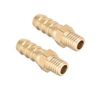 QUARKZMAN Métrique M8-1.25 Mâle Filetage à 8mm Barbelé Laiton Raccord cannelé Tuyau Raccord x 2PCS Tuyau Connecteur Adaptateurs pour Tuyau Connexion, [Doré]