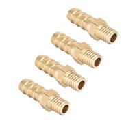 QUARKZMAN Métrique M8-1.25 Mâle Filetage à 8mm Barbelé Laiton Raccord cannelé Tuyau Raccord x 4PCS Tuyau Connecteur Adaptateurs pour Tuyau Connexion, [Doré]