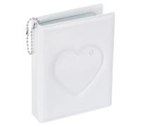 QUARKZMAN Mini Album Photo de 3 Pouces Album de Classeur de Cartes Photo Creux Kpop Coeur d'Amour Mini Support de Livre de Cartes Photo avec 32 Photos pour la Collecte d'Images Blanc