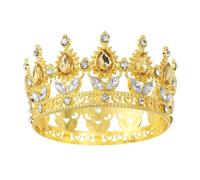 QUARKZMAN Mini Couronnes de Gâteau, Couronne de Reine Princesse en Alliage Tiara Cupcake en Forme de Cœur avec Cristal pour Décoration de Gâteau d'Anniversaire Mariage Fête, Or/Champagne