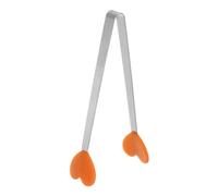 QUARKZMAN Mini Pinces Alimentaires en Forme de Cœur en Acier Inoxydable avec Embouts en Silicone, Petites Pinces de Cuisine pour la Cuisson, le Grill, le Barbecue, la Cuisine, Orange