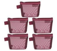 QUARKZMAN Mini Sac Filet À Fermeture Éclair 3" x 5", 5 Pcs Petit Pochettes Filet Nylon pour Cosmétiques Étui De Rangement pour Casque, Carte De Crédit, Rouge