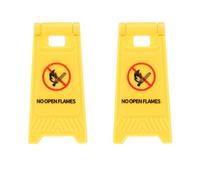 QUARKZMAN Miniature Warning Sign, No Fire Signs, Plastic Street Scene Model Mini Floor Caution Sign, Perfect for Dollhouse Decor Role Play Construction Toy (Yellow, 2 Pcs)