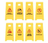 QUARKZMAN Miniature Warning Sign, Safety Warning Signs, Plastic Street Scene Model Mini Floor Caution Sign, Perfect for Dollhouse Decor Role Play Construction Toy (Yellow, 8 Pcs)