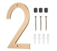 QUARKZMAN Modern House Numbers Pour Outside, 10 Inch Floating Metal Large Address Numbers With Nail Kit Pour Apartment Office Hotel Room Signs(Gold, Number 2)