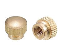 QUARKZMAN Moleté Pouce Écrous, 10pcs M4 x D9.5mm x H8mm Laiton Moleté Écrou avec Col Haut Tête Aveugle Trou Moleté Pouce Écrous pour 3D Imprimante Pièces