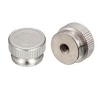 QUARKZMAN Moleté Pouce Écrous, 2pcs M4 x D16mm x H10mm Carbone Acier Moleté Écrou avec Col Haut Tête Aveugle Trou Moleté Pouce Écrous pour 3D Imprimante Pièces