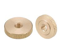 QUARKZMAN Moleté Pouce Écrous, 2pcs M5 x D16mm x H4mm Laiton Moleté Écrou Plat Tête à travers Trou Verrouillage Réglage Écrous pour 3D Imprimante Pièces