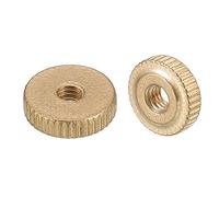 QUARKZMAN Moleté Pouce Écrous, 5pcs M4 x D12mm x H3.5mm Laiton Moleté Écrou Plat Tête à travers Trou Verrouillage Réglage Écrous pour 3D Imprimante Pièces