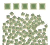QUARKZMAN Mosaic Tiles Pour Crafts 0.44 LB Square Glazed, 0.4x0.4 Inch Green Ceramic Mosaic Pieces Tile Bulk Supplies Pour DIY Picture, Handmade Jewelry Art Decoration Gifts