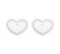 QUARKZMAN Moule en Silicone époxy Grand Cœur avec Trou Blanc 2 Pièces | Pour résine, pendentifs, porte-clés, ornements, gemmes, artisanat, fabrication et bricolage