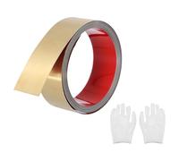 QUARKZMAN Moulure autocollante en acier inoxydable, finition or brossé, à décoller et coller, avec gant, décorative pour miroir mural, 4 cm x 2 m