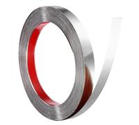 QUARKZMAN Moulure Murale En Acier Inoxydable, 10 m x 20 mm Bande Décorative Métallique Adhésive Pour Bordure De Plafond Mur Carreau Miroir, Argent Miroir