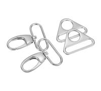 QUARKZMAN Mousqueton Pivotant, Fermoir À Poussoir en Alliage De Zinc avec Anneaux Triangulaires pour Lanyard DIY Fabrication De Bijoux (1 1/2", Argent)