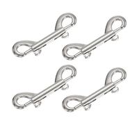 QUARKZMAN Mousquetons à double extrémité 4 Pièces 65mm Argent | Alliage de Zinc, Clip métallique, pour seau d'eau, alimentation pour chevaux, hamacs, porte-clés, intérieur et extérieur