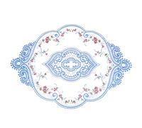 QUARKZMAN Napperon Rétro en Dentelle 12x17 Pouces Ovale Brodé Napperons De Table Dentelle Française Dessous De Verre pour Maison Mariage, Bleu