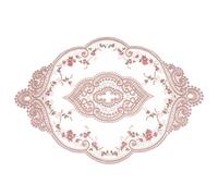 QUARKZMAN Napperon Rétro en Dentelle 12x17 Pouces Ovale Brodé Napperons De Table Dentelle Française Dessous De Tasse pour Mariage Maison, Rose Poussiéreux