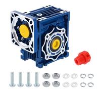 QUARKZMAN NMRV040 Réducteur Engrenage Hélicoïdal Rapport 50:1, Arbre Sortie 18mm Réducteur Vitesse Engrenage Hélicoïdal Couple Élevé Pour Moteur Servo Nema34/Moteur Pas Pas Nema34, Bleu