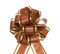 QUARKZMAN Noeud Cadeau 10Pcs 10cm Noeud de Ruban de Noël avec Bordure Dorée, Ruban d'emballage Cadeau en Organza pour Voiture, Nœud pour Paniers de Voiture de Mariage, Nœud, Café