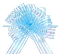 QUARKZMAN Noeud Cadeau 5Pcs 10cm Grand Nœud en Organza, Nœud pour Emballage Cadeau, Ruban en Mousseline de Soie Bleu Clair pour Les Paniers de Mariage, Noël, Saint-Valentin