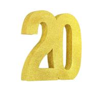 QUARKZMAN Numéro 20 Décoration Anniversaire Pailletée, 7.9" Pièce Centrale Numéro Pailleté, Décoration de Table Anniversaire Nombres Dorés pour Célébrations d'anniversaire(8" L)