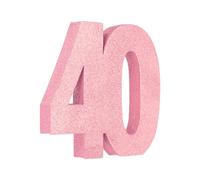 QUARKZMAN Numéro 40 Décoration d'anniversaire À Paillettes, 7.9" Décoration De Table Centrale À Paillettes, Nombres Rose Clair Décoration De Table pour Anniversaire(7.9" L)
