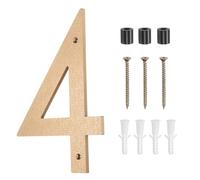 QUARKZMAN Numéros Maison Modernes Pour Extérieur, Numéros D'Adresse Flottants Métal Large 10 Pouces Avec Kit Clous Pour Appartement Bureau Hôtel Chambre Signes(Gold, Number 4)