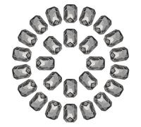 QUARKZMAN Octogone Rectangle Strass Cristal Facetté À Dos Pointé Avec Pierres En Verre Argenté Pour Artisanat 50pcs 10x14MM Gris