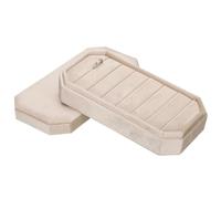 QUARKZMAN Organisateur Bagues En Velours Plateau Présentation Bijoux 7 Emplacements Boîtier Présentation Pour Bagues Boîte Organisatrice Bijoux En Velours Avec Couvercle Beige