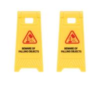 QUARKZMAN Panneau D'Avertissement Miniature, Panneaux Attention Chute D'Objets, Modèle Miniature en Plastique De Scène Urbaine Panneau De Prudence Au Sol De Maison (Jaune, 2 Pcs)