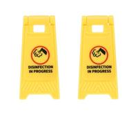 QUARKZMAN Panneau D'Avertissement Miniature, Panneaux De Désinfection en Cours, Modèle Miniature De Scène Urbaine en Plastique Panneau De Prudence Au Sol De Maison (Jaune, 2 Pcs)